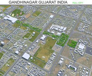 Gandhinagar city Gujarat India 3d model 20km