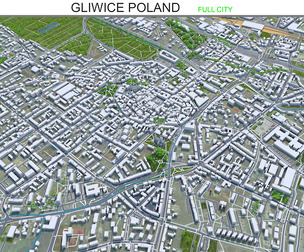 Gliwice City Poland 3d model 30km