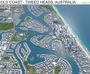Gold Coasted  city Australia 3d model 80Km