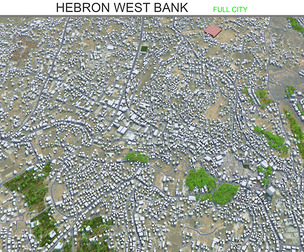 Hebron city West Bank 3d model 30km