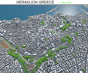 Heraklion city Greece 3d model 30km