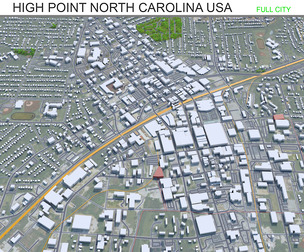 High Point city North Carolina USA 3d model 50km