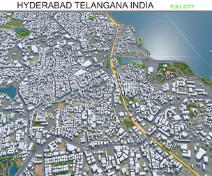 Hyderabad city India 3d model 50km
