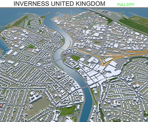 Inverness city United Kingdom 3d model 30km