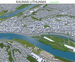 Kaunas city Lithuania 3d model 50km