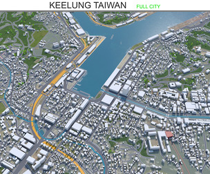 Keelung city Taiwan 3d model 20km