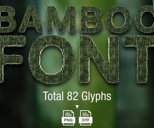 Bamboo Font and 3D PNG Lettering Set