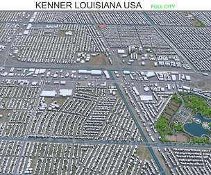 Kenner city Louisiana USA 3d model 20km