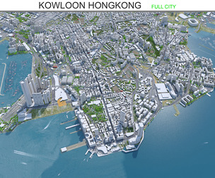 Kowloon City Hongkong 3d model 15km