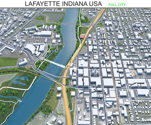 Lafayette City Indiana USA 3d model 50km