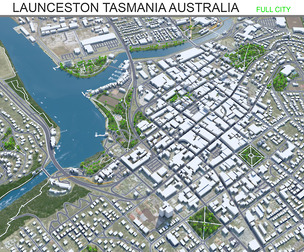 Launceston city Tasmania Australia 3d model 30km