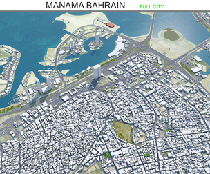 Manama city Bahrain 3d model 30km