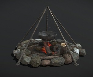 Fire Pit with Hanging Cauldron