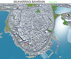 Muharraq City Bahrain 3d model 20km