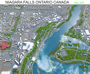 Niagara Falls city Ontario Canada 3d model 50km