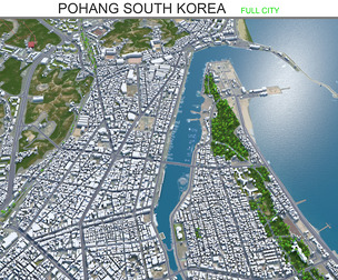 Pohang City South Korea 3d model 60km