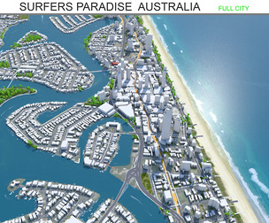 Surfers Paradise city Queensland Australia 10km