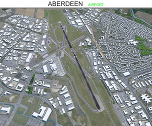 Aberdeen City Airport 3d model 10km