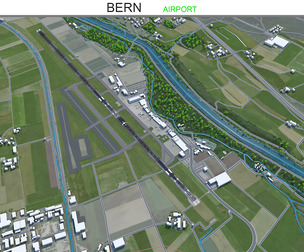 Bern Airport 3d model 10km