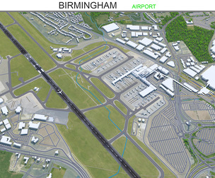 Birmingham city Airport UK 3d model 10km