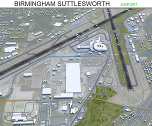 Birmingham city Suttlesworth Airport 3d model 10km