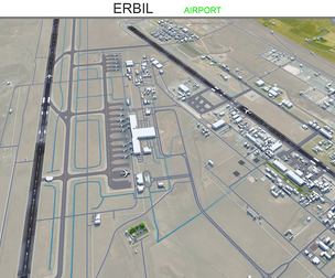 Erbil  Airport 3d model 10km