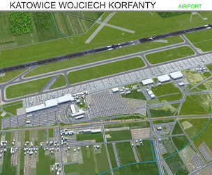 Katowice Wojciech Korfanty Airport 3d model 10km