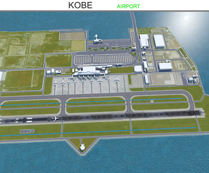 Kobe Airport 3d model 10km