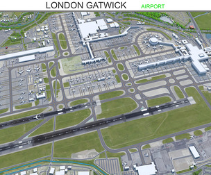 London Gatwick Airport 3d model 10km