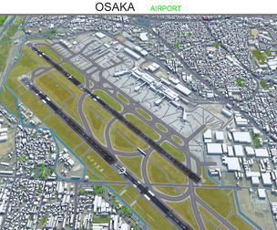 Osaka Airport 3d model 10km