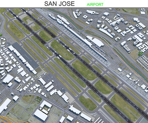 San Jose Airport 3d model 10km