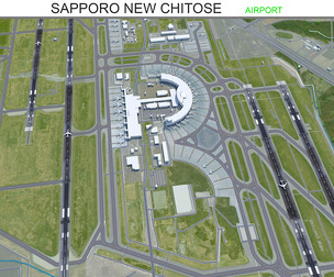 Sapporo New Chitose Airport 3d model 12km
