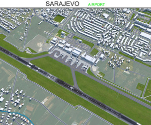 Sarajevo Airport 3d model 10km
