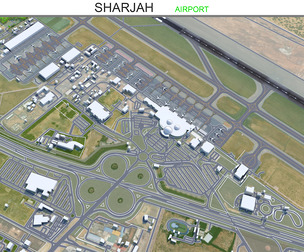 Sharjah Airport 3d model 10km