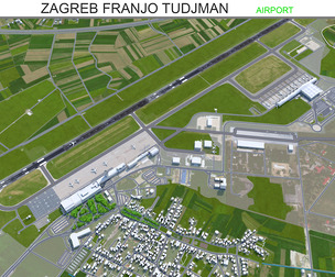 Zagreb Franjo Tudjman Airport 3d model 10km