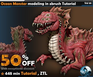 Ocean Monster modeling in zbrush Tutorial Vol 01