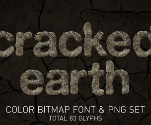 Cracked Earth Color Bitmap Font & PNGs