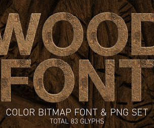 Wood Color Bitmap Font & PNGs
