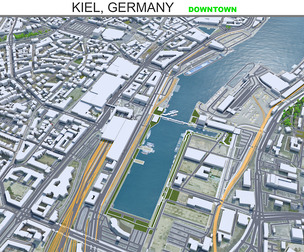 Kiel Downtown  Germany 3d model 8km