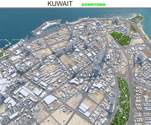 Kuwait  downtown City 3d model 25km