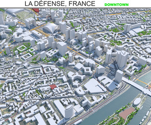 La Defense downtown France 3d model 10km