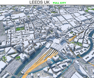 Leeds City 3D Model UK 3d model 60 km