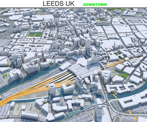 Leeds downtown City 3D Model UK 3d model  8km