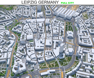 Leipzig city Germany 3d model 50km