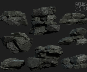 Low Poly Black Rock 230407 - Ultra HD 16K Texture