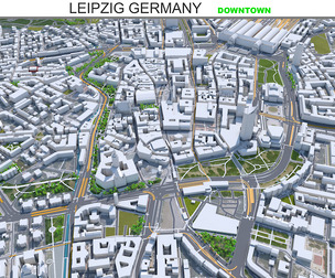 Leipzig downtown city Germany 3d model 6km