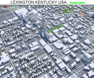 Lexington Kentucky Downtown city USA 3d model 5km