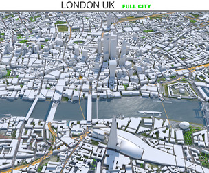 London City 3D Model 100km