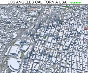 Los Angeles city California USA 3d model  100km