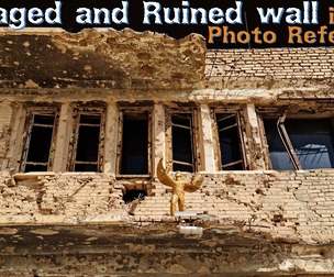 Damaged and Ruined Wall in War Photo Reference